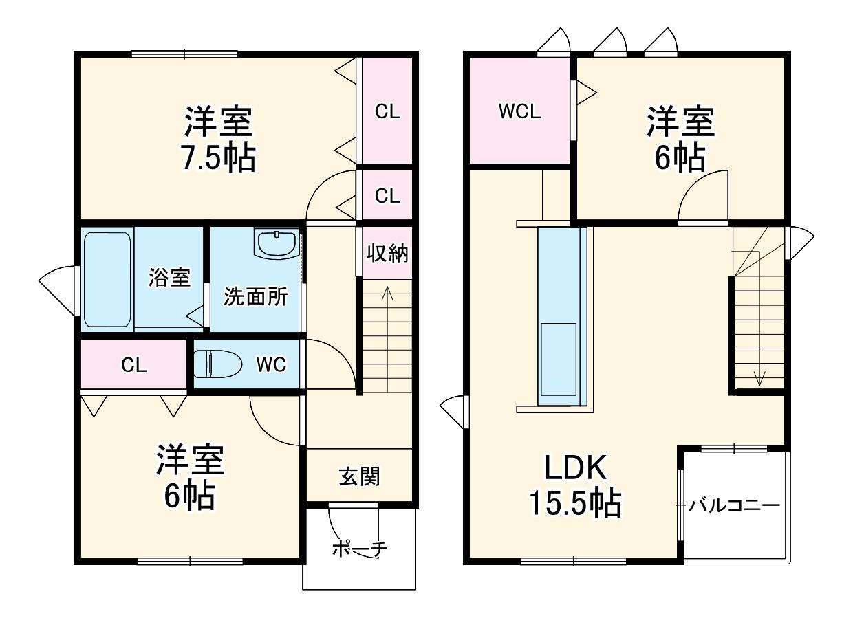 名鉄瀬戸線 小幡駅 徒歩9分 2階建 築15年(3LDK)の間取り写真