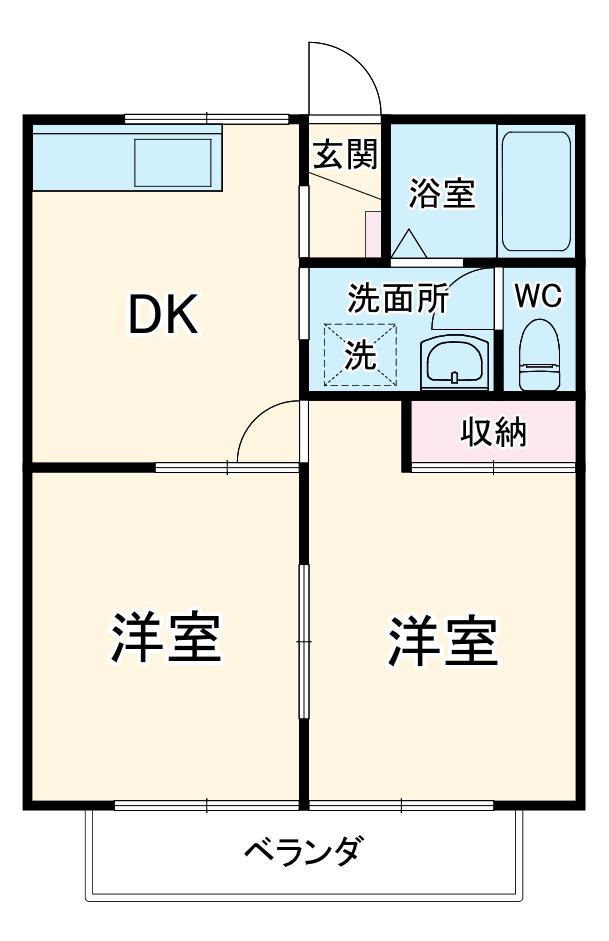 メルベーユⅡ(2DK/2階)の間取り写真
