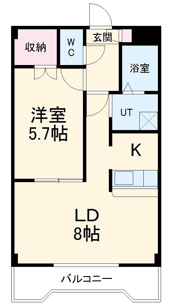 メロン宇佐美(1LDK/3階)の間取り写真