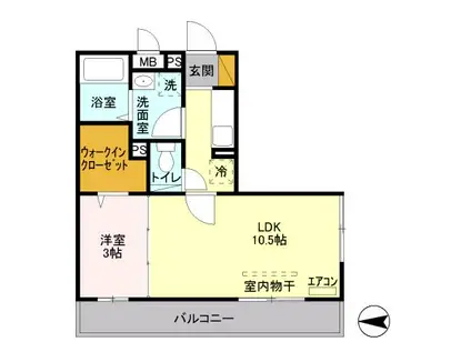 レジェンドパレス櫛引(1LDK/2階)の間取り写真