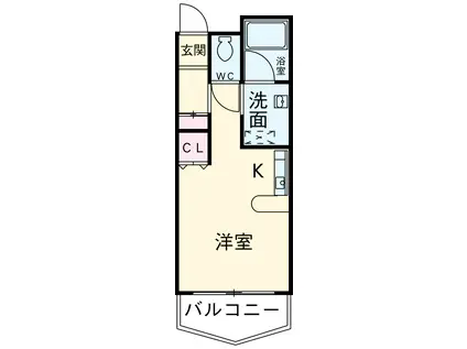 静清第三ハイツ(ワンルーム/4階)の間取り写真