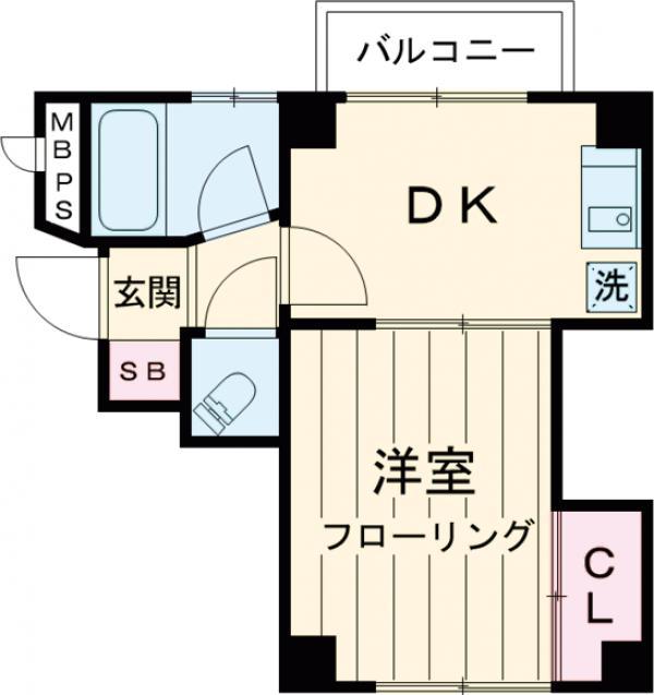岡本マンション(1K/2階)の間取り写真
