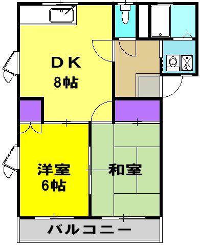 ラルジュ千代(2DK/2階)の間取り写真