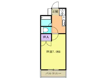 愛知環状鉄道 愛環梅坪駅 徒歩16分 4階建 築33年(1K/4階)の間取り写真