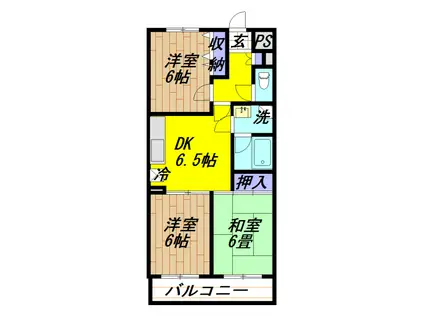 ジニアス塩澤(3DK/1階)の間取り写真