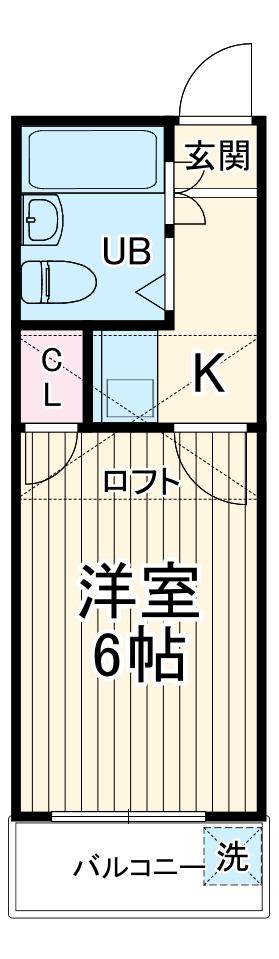 ユナイト港南ルフィー(1K/2階)の間取り写真