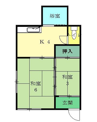 吉田荘(2K/1階)の間取り写真