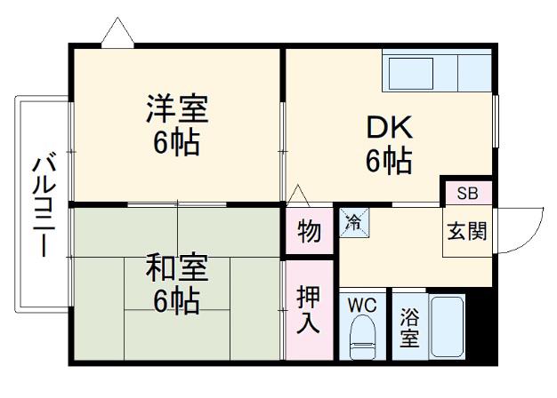 サンヒルズ丸山台(2DK/2階)の間取り写真