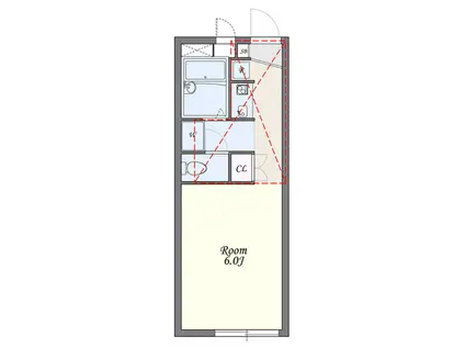 ヴィラ三橋(1K/1階)の間取り写真