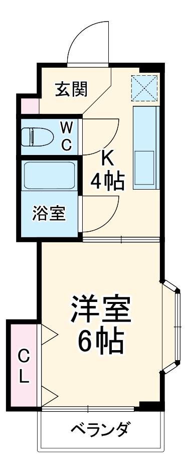 キャッスルヒロ(1K/1階)の間取り写真