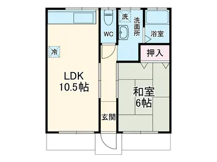 飯野コーポ加知(1LDK/1階)の間取り写真