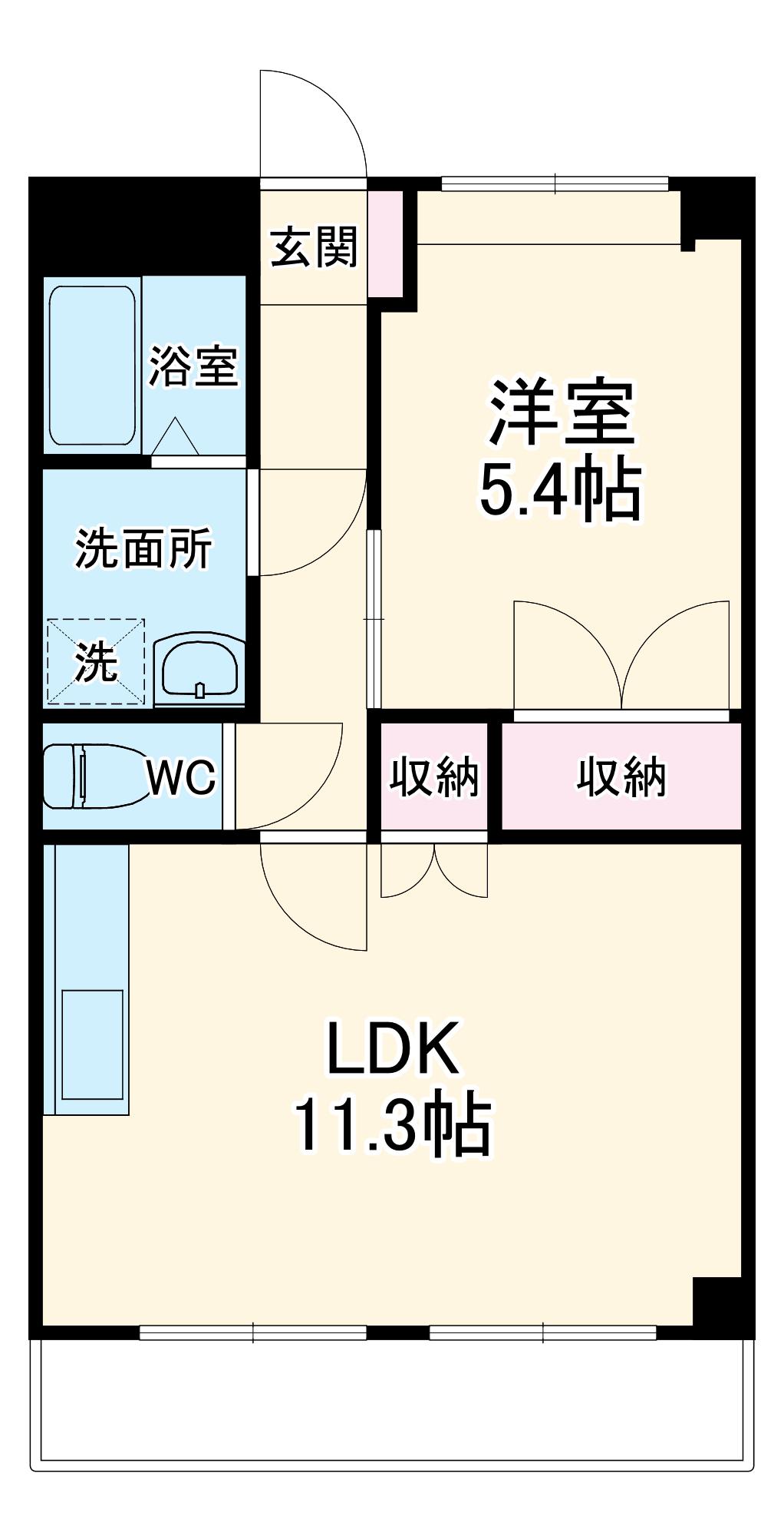 ラベンダー湘南(1LDK/2階)の間取り写真