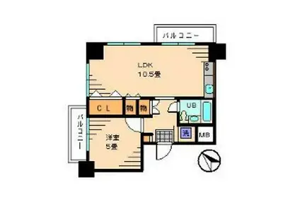 飛鳥ハイム(1LDK/7階)の間取り写真