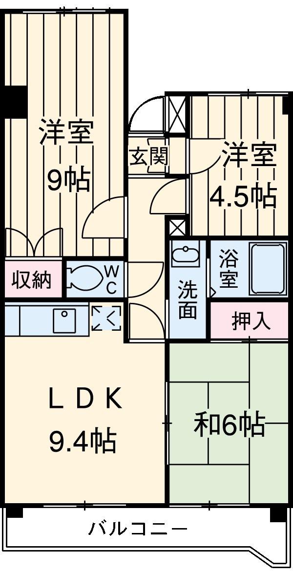 グランパレス長島(3LDK/3階)の間取り写真