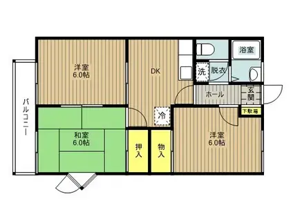 グランハイム宮沢C棟(3DK/1階)の間取り写真