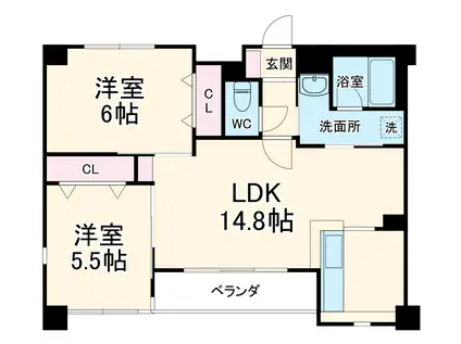 ルミエール園原(2LDK/2階)の間取り写真