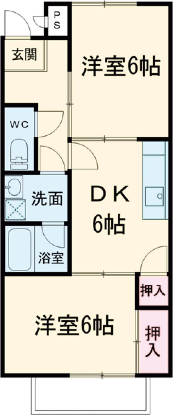 ライトヒルアネックス(2DK/1階)の間取り写真