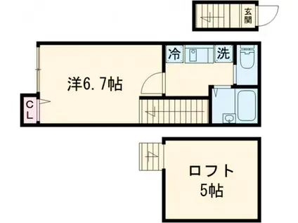 バーミープレイス南千束(1K/2階)の間取り写真
