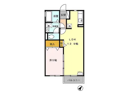 モナリエ参番館(1LDK/2階)の間取り写真
