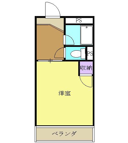 ハピネスⅠ(1K/2階)の間取り写真