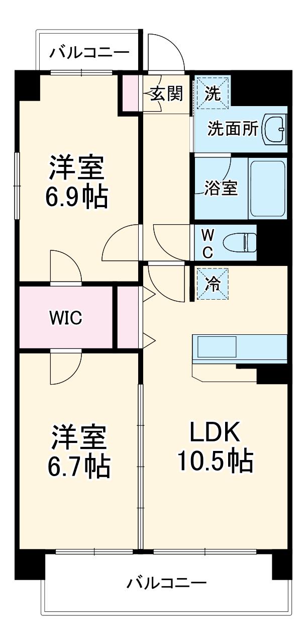 レ・ゼールⅡ(2LDK/2階)の間取り写真