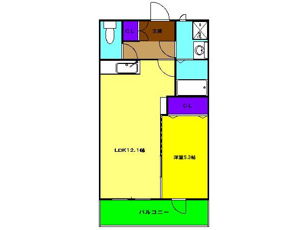 DOLCE Ⅱ (1LDK/2階)の間取り写真