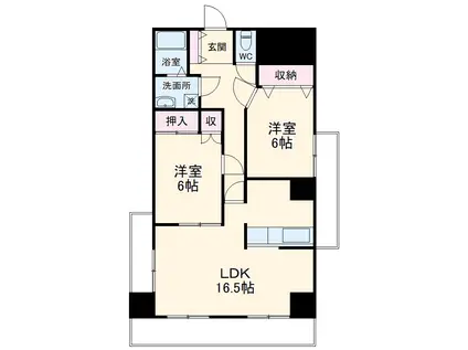 V.I.Pロイヤル氷川台(2LDK/4階)の間取り写真