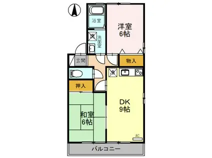 ヴァレンサ氷川B棟(2DK/2階)の間取り写真