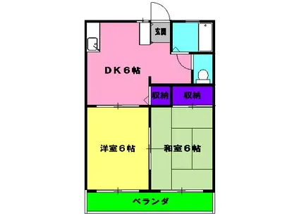 グレイシー西島(2DK/1階)の間取り写真