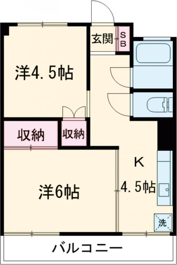 池第1コーポ(2K/4階)の間取り写真