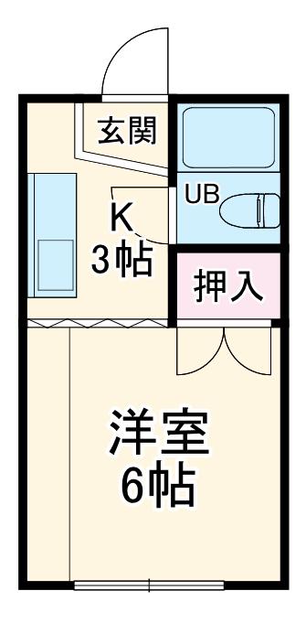 ヴィラガーデン(1K/1階)の間取り写真