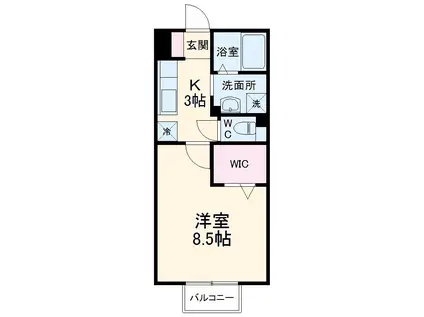 ラポールICHIGI(1K/1階)の間取り写真