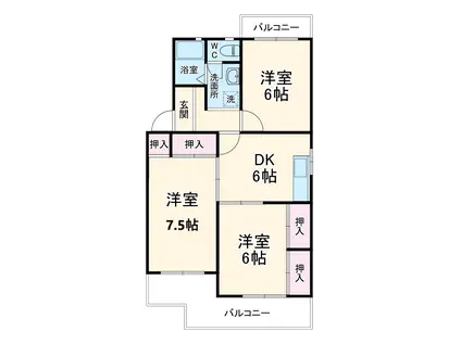 マンションハイネス(3DK/4階)の間取り写真