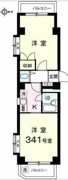 アーバンリゾート世田谷PART3(2K/4階)の間取り写真