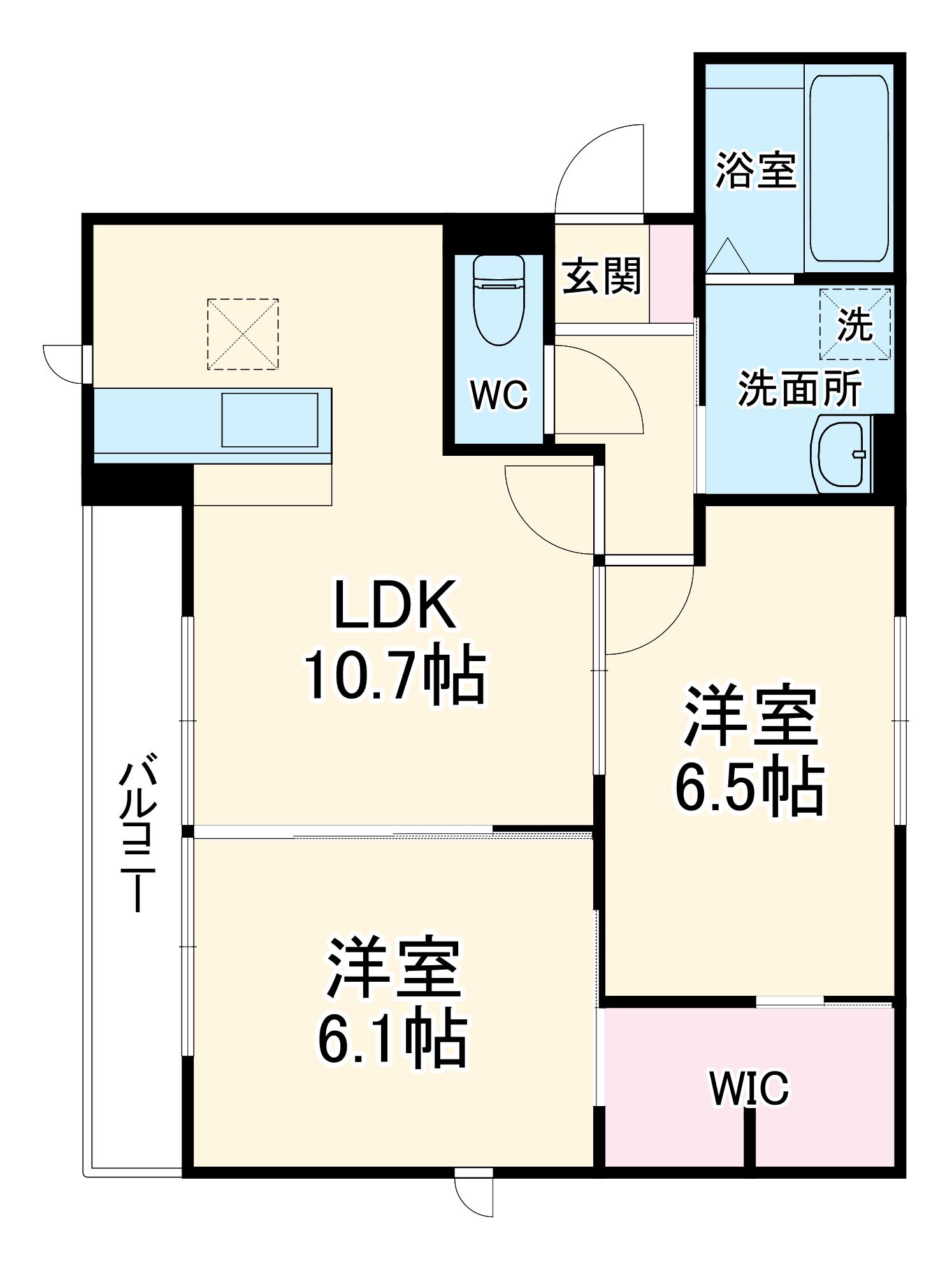 プルミエール大宮七里A(2LDK/1階)の間取り写真