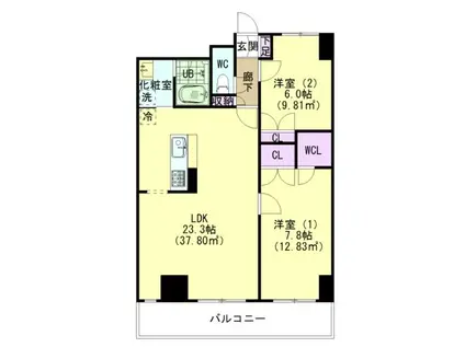 CASA ELEVATO Ⅱ(2LDK/8階)の間取り写真