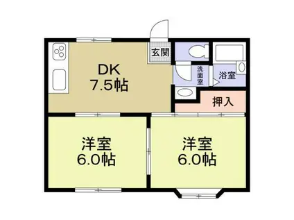 ハイツメイフラワー(2DK/1階)の間取り写真