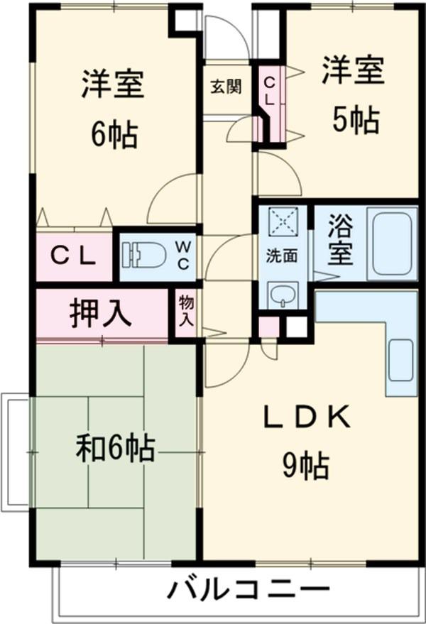 パークヒル大宮(3LDK/2階)の間取り写真