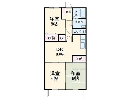 ビラージュYS・A棟(3LDK/2階)の間取り写真