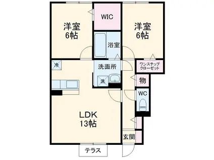 シャロンⅡ(2LDK/1階)の間取り写真