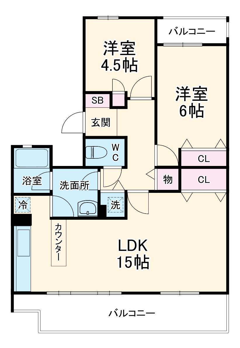 セレーノ大宮(2LDK/3階)の間取り写真