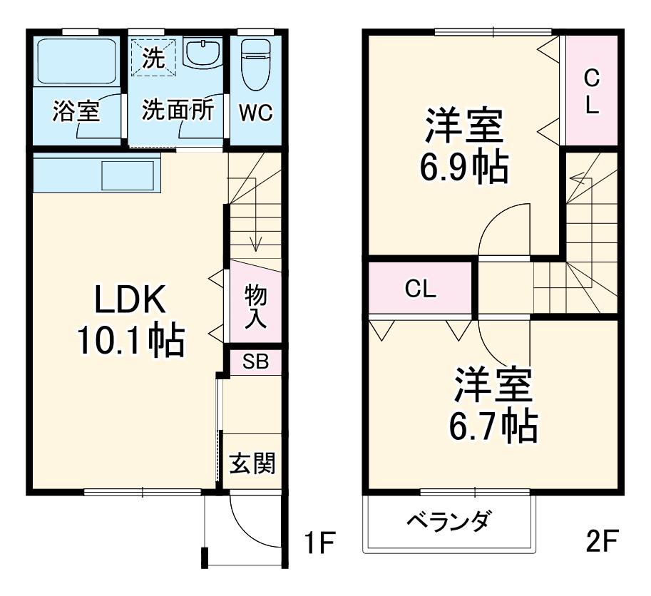ミモザMI(2LDK)の間取り写真