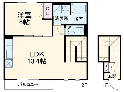 アムールテラス(1LDK/1階)の間取り写真