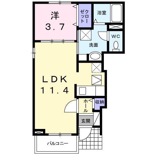 レジェンドⅩ(1LDK/1階)の間取り写真