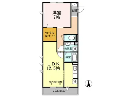 エクセルハイムⅡ(1LDK/1階)の間取り写真