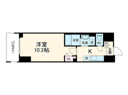 アーバンスカイライン大宮(1K/4階)の間取り写真