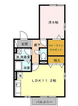ラークヒルズⅠ(1LDK/2階)の間取り写真