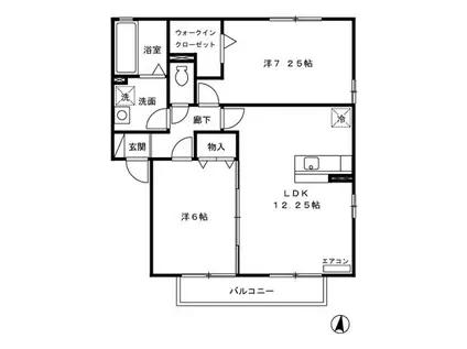 カサグランデF棟(2LDK/2階)の間取り写真