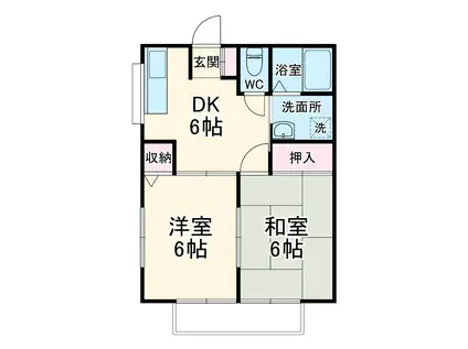 サンシャイン角田Ⅱ(2DK/2階)の間取り写真