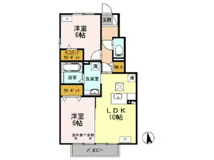 セジュール和(2LDK/1階)の間取り写真